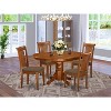 5-Piece Oval Saddle Brown Finish Solid Wood Top Dining table with 4 Chairs with - 2 of 4