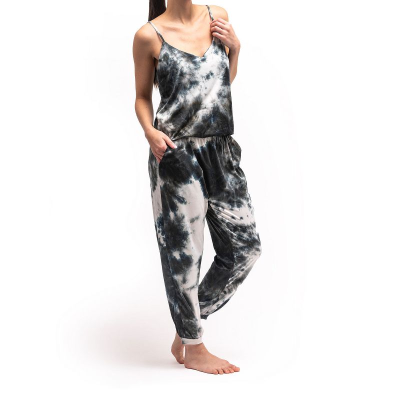 Hello Mello Womens Dyes The Limit Tie Dye Lounge Jumpsuit, 2 of 6