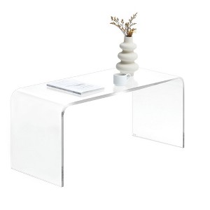 Resenkos Coffee Table,Acrylic Coffee Table 39.25" Long Rectangle Tea Table for Living Room Clear - 1 of 4