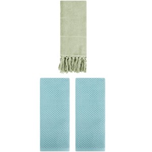 REGALWOVEN 3 Packs Cotton Soft Absorbent Tassels and Waffle Hand Towel - 1 of 4
