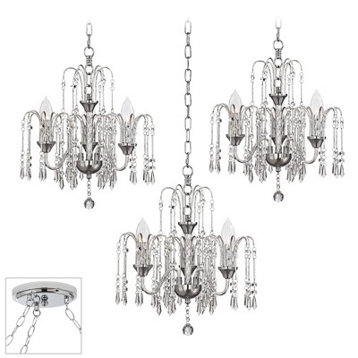 Vienna Full Spectrum Chrome Swag Pendant Chandelier Crystal Rain 3-Light Fixture for Dining Room House Foyer Kitchen Entryway