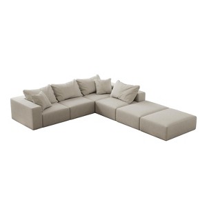 NicBex Couches for Living Room 162" Cloud Sofa Sectional Sofa Couch Set L Shaped Free Combination Sofa Couch With 6 Pillows - 1 of 4