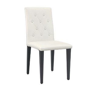 KWPZQEB PU Dining Chairs Set of 4, Classic Kitchen Chairs with Metal Legs, Upholstered & Ergonomic Buckle Backrest, Side Chair for Restaurant - 1 of 4