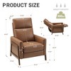 Push Back Leather Recliner with Footrest, 118-150° Adjustable Wingback Chair for Living Room, Bedroom, Small Spaces – Cocoa - 3 of 4