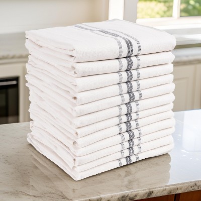 Farmhouse Stripe 15" x 25" Cotton Kitchen Towels Set of 12