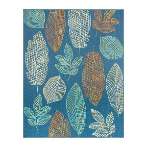 Gertmenian 6'5"x9'6" Jona Ananda Tropical Leaf Rug: Durable, Mold Resistant, UV Protected - 1 of 4