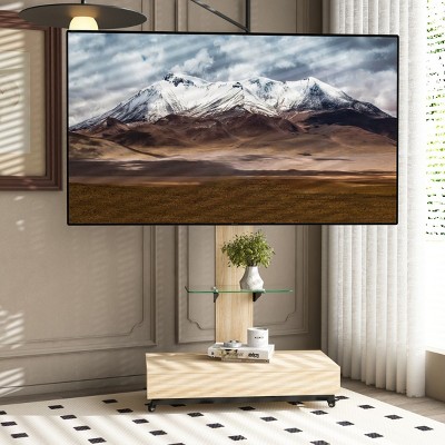 TV Stand For TVs UpTo75" With Adjustable Glass Shelf And Drawer,TV Stand Corner,Mobile TV Stand Modern -The Pop Home