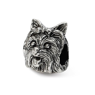 Black Bow Jewelry Sterling Silver Yorkshire Terrier Head Bead Charm