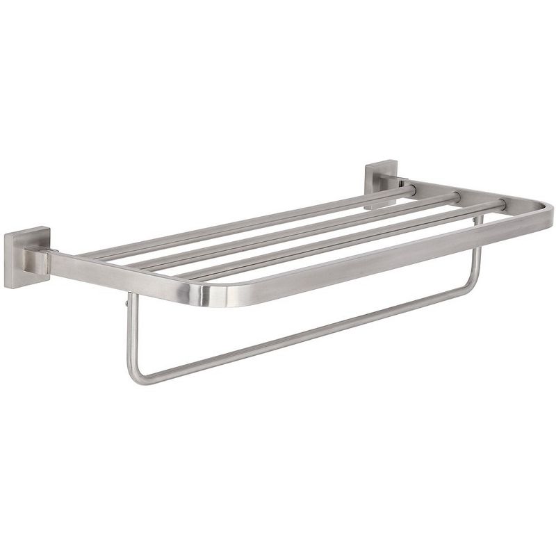 Hamilton Hills Flat Brushed Nickel Towel Rack with Hanging Bar - Silver, 1 of 5