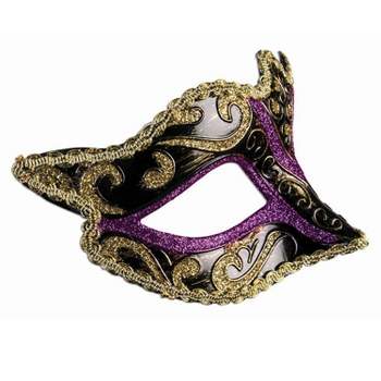 Forum Novelties Gold & Purple Eye Mask with Ribbon Tie