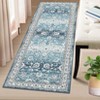 Washable Vintage Foral Rug Non Slip Low Pile Rug Soft Throw Floor Cover Foldable Indoor Carpet for Living Room Bedroom Playroom Nursery - 2 of 4