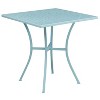 Flash Furniture Oia Commercial Grade 28" Square Sky Blue Indoor-Outdoor Steel Patio Table Set with 2 Round Back Chairs - 3 of 4