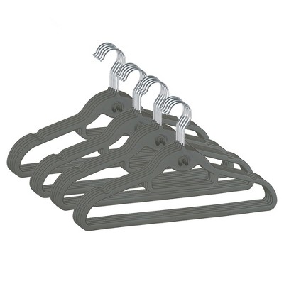 Trio Home Heavy Duty Rubber Hanger with Cascade Hook and Tie Bar,360 Degree Rotatable Hook (20 PACK)  - Grey