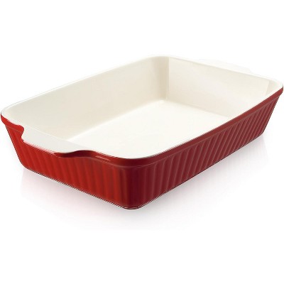Casserole Dish, 9x13 Ceramic Baking Dish, Large Lasagna Pan Deep for Oven, 4.2 Quarts Baking Pan with Handles