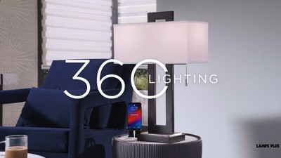 Black Metal Rectangular Table Lamp with USB Port