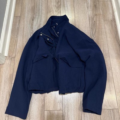Women's Full Zipped Modern Gauze Jacket - A New Day™ Navy Blue XL