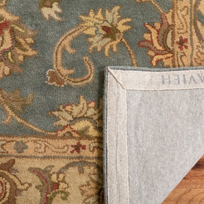 Hand-Tufted Blue and Beige Wool Rectangular Area Rug 5' x 8'