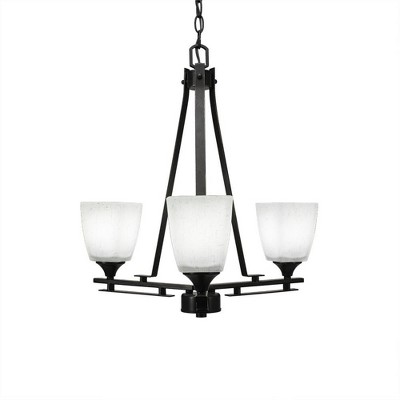 Toltec Lighting Uptowne 3 - Light Chandelier in  Dark Granite with 4.5" Square White Muslin Shade