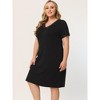 Agnes Orinda Women's Plus Size Solid Comfort Lace V Neck Short Sleeves Midi Knit Nightgowns - 3 of 4