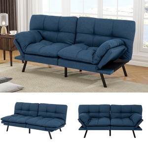 MUUEGM Memory Foam Futon Sofa Bed|Convertible Sleeper Sofa with 3-Position Adjustable Backrest and 4-Position Armrest, 7" loveseat - 1 of 4