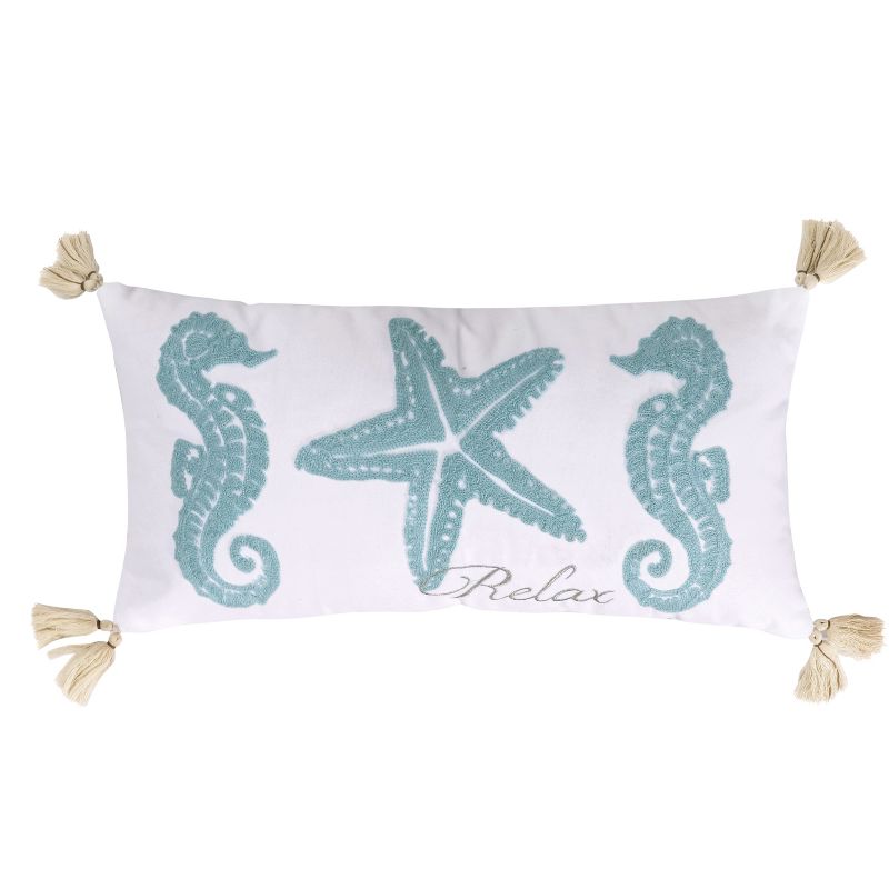 Caleta Crewel Starfish Relax Tassel Pillow - Levtex Home, 1 of 4