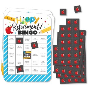 Big Dot of Happiness Teacher Retirement - Bingo Cards and Markers - Happy Retirement Party Shaped Bingo Game - Set of 18 - 1 of 4