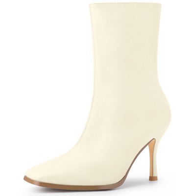 BLISSFUL STEP Women's Stiletto High Heel Square Toe Side Zip Ankle Boots