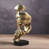 Itopfox Abstract Thinker Statue Resin Sculpture 1 Piece Gold Silence Is Golden Mask Modern Home Office Desk Decor 4.3 x 3.9 x 11.2 Inches - 4 of 4