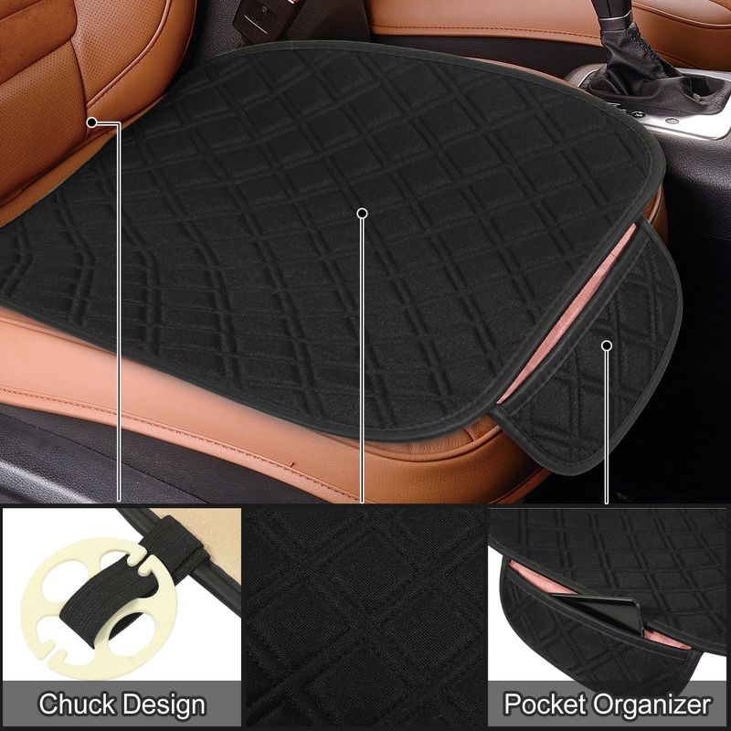 Unique Bargains Breathable Protector Flax Sponge Automotive Seat Pads Black 1 Set, 2 of 5