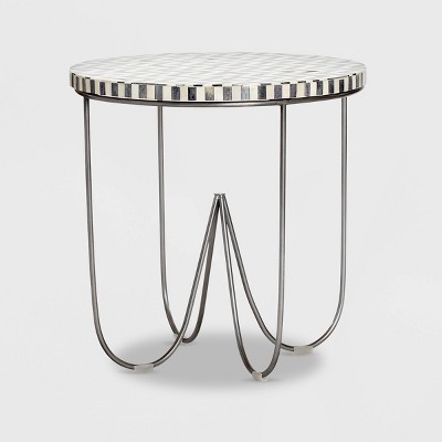 Zahra Round Side Table Black/White - Adore Decor