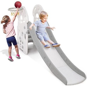 Whizmax Kids Slide, Play Climber Slide for Toddlers Age 1 to 6 Years with Basketball Hoop, Ideal Gift for Boys and Girls Indoor Outdoor Toy, Gray - 1 of 4