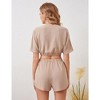 Women's 2 Piece Outfits Summer V Neck Short Sleeve Crop Top and High Waist Shorts - 3 of 4
