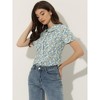 INSPIRE CHIC Women's Summer Peter Pan Collar Button Front Vintage Floral Print Blouse - 3 of 4