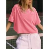 Womens Tops Summer Short Sleeve Round Neck Crop T Shirts with Pockets - 2 of 3