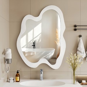 Beautyolove Irregular Wood Framed Wall Mirror Wavy Asymmetrical Wall Mirror - 1 of 4