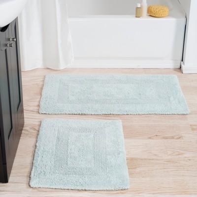 Cotton Bathmat - Reversible 24x60-inch-long Bathroom Runner - Soft,  Absorbent, And Machine Washable Rug By Lavish Home (blue) : Target