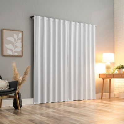 White 84" Polyester Blackout Back Tab Curtain Panel Pair