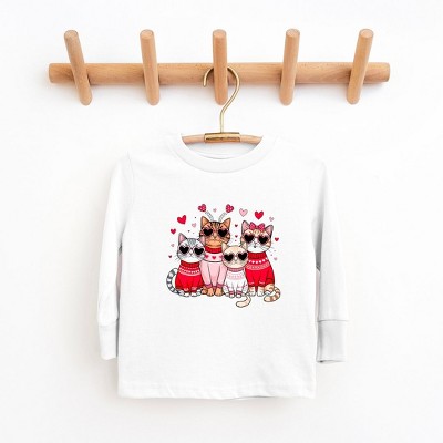 The Juniper Shop Valentine Kittens Toddler Long Sleeve Tee