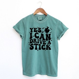 Simply Sage Market Women's Yes I Can Drive Stick Short Sleeve Garment Dyed Tee - 1 of 2