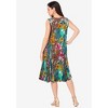 Roaman's Women's Plus Size A-Line Crinkle Dress With Tassel Ties - 3 of 4
