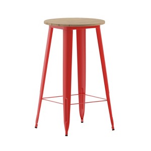 Merrick Lane Indoor/Outdoor Bar Top Table, 23.75" Round All Weather Poly Resin Top with Steel base - 1 of 4