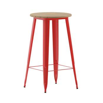Flash Furniture Declan Commercial Indoor/Outdoor Bar Top Table, 23.75" Round All Weather Poly Resin Top with Steel base