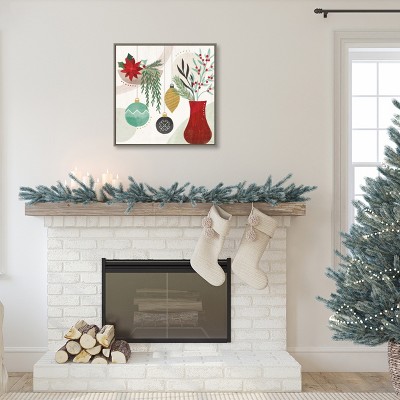 Nordic Christmas Ornaments Canvas Framed Wall Art 22" x 22"
