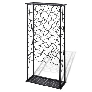 vidaXL Freestanding Wine Rack - 28-Bottle Capacity, Powder-Coated Black Iron, Chic Classic Design, Fits Anyroom - Kitchen, Dining, Wine Cellar - 1 of 4