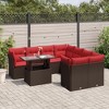 vidaXL Patio Sofa Set with Cushions Modular Outdoor Seating 9 Piece Poly Rattan - Brown without storage - 2 of 4