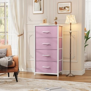 JIONJOY 4-Drawer Fabric Dresser – Wood Top, Steel Frame, Wide Storage for Bedroom Living Room Closet - 1 of 4