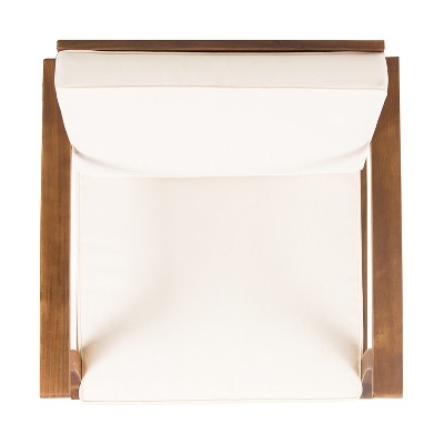 Teak and Cream Acacia Wood 4-Seater Outdoor Chat Set