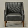 KINWELL Mid-Century Modern Top-Grain Genuine Leather Tufted Upholstered Armchair - 3 of 4