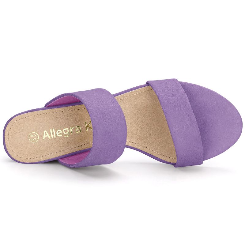 Allegra K Women's Block Heel Dual Straps Slide Sandals, 4 of 7