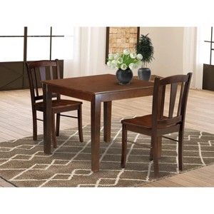 East West Furniture - OXDL3-MAH-W - 3-Pc Dining Room Table Set- 2 Wooden Chair and Kitchen Dining Table - - Mahogany Finish - 1 of 4